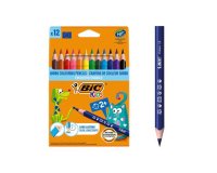 Crayon couleur bic kids evolution résine synthèse 140mm triangle gros module résiste mordillage étui carton 12 unités