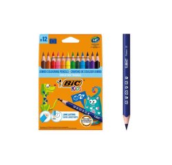 Crayon couleur bic kids evolution résine synthèse 140mm triangle gros module résiste mordillage étui carton 12 unités