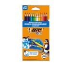 Crayon bic kids aquacouleur hexagonal mine aquarelle très pigmentée effet peinture aquarelle couleurs vives étui 12u
