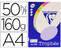 Papier couleur clairefontaine trophée personal paper pack a4 160g/m2 lilas paquet 50 feuilles unicolores