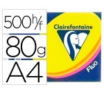 Papier couleur clairefontaine trophée multifonction a4 80g/m2 couleurs assorties fluorescentes paquet 500 feuilles