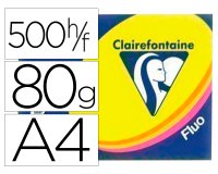 Papier couleur clairefontaine trophée multifonction a4 80g/m2 couleurs assorties fluorescentes paquet 500 feuilles