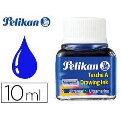 Encre de chine pelikan tire-lignes plumes dessinateur pinceaux couleur bleu outremer flacon 10ml