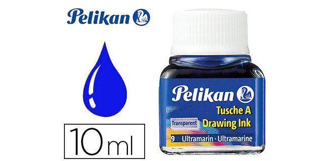 Encre de chine pelikan tire-lignes plumes dessinateur pinceaux couleur bleu outremer flacon 10ml