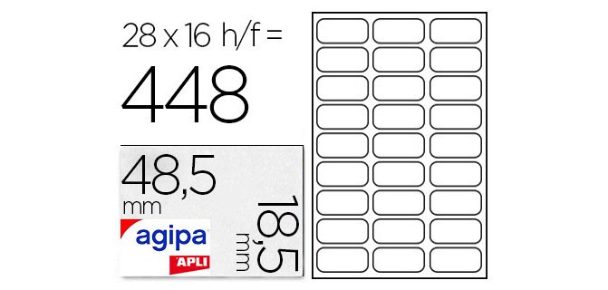 Étiquette adhésive apli agipa multi-usage 48.5x30mm laser jet d'encre formats paramétrés étui a5 256 unités
