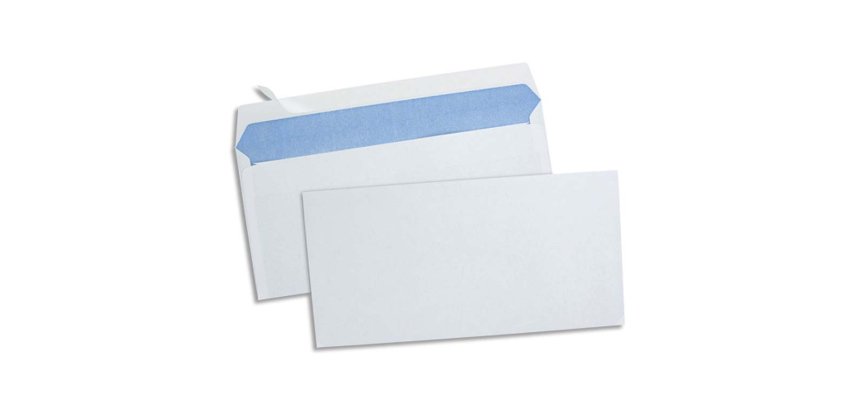 Enveloppe économique dl 110x220mm 80g adhésive coloris blanc boîte 500 unités