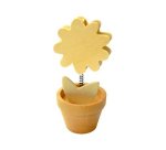 Clip mémo fantaisie bois sur ressort forme pot fleur 11cm