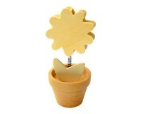 Clip mémo fantaisie bois sur ressort forme pot fleur 11cm