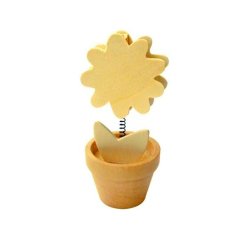 Clip mémo fantaisie bois sur ressort forme pot fleur 11cm