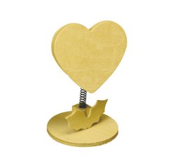 Clip mémo fantaisie bois sur ressort forme coeur 12.5cm