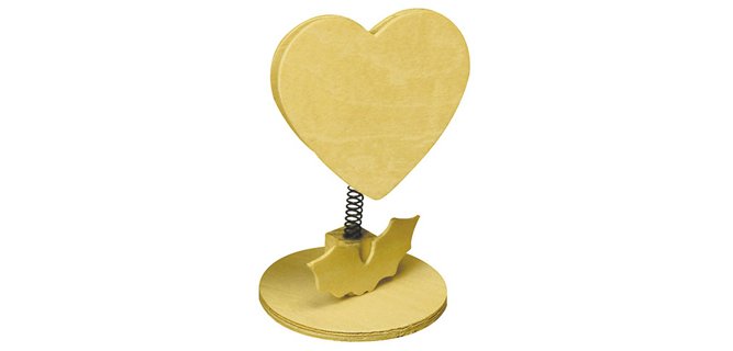 Clip mémo fantaisie bois sur ressort forme coeur 12.5cm