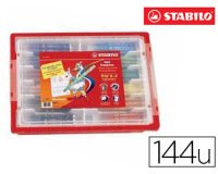 Feutre coloriage stabilo trio triangulaire encre super lavable pointe moyenne coffret scolaire 144 unités