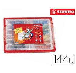 Feutre coloriage stabilo trio triangulaire encre super lavable pointe moyenne coffret scolaire 144 unités