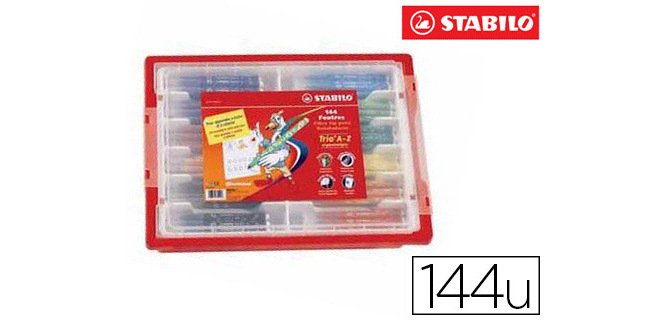 Feutre coloriage stabilo trio triangulaire encre super lavable pointe moyenne coffret scolaire 144 unités