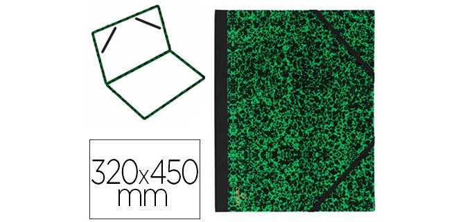 Carton à dessin canson papier marbré vert 90g dos koveril noir fermeture élastique 320x450mm