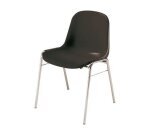 Chaise coque beta noire piètement acier chromé empilable