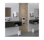 Distributeur essuie-mains coldis plastique compatible pliage v ouverture frontale clé 26.5x34x11cm 400/600f blanc/gris
