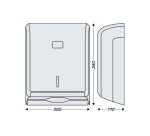 Distributeur essuie-mains coldis plastique compatible pliage v ouverture frontale clé 26.5x34x11cm 400/600f blanc/gris