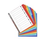 Intercalaires exacompta carte lustrée rigide format a4+ 24,5x29,7cm 12 positions coloris assortis
