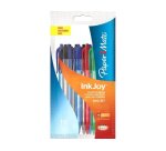 Stylo-bille paper mate inkjoy 100rt rétractable pointe moyenne forme hexagonale corps transparent assortiment 10 unités