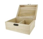 Boite a the o'color bois a decorer 2 compartiments       fermeture loquet metal        coloris naturel 14,5x11x7cm