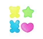 Plaque aqua perles sodertex fantaisie coeur 6,5cm etoile  6cm lapin 6,5cm ours 6cm      coloris assortis pack 4 unites