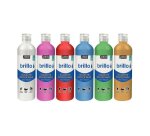 Gouache liquide pébéo brillo prête à l'emploi couleurs nacrées blanc rose rouge turquoise vert or lot 6 flacons 500ml