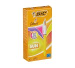 Stylo-bille bic 4 colours sun pointe moyenne 1mm couleurs fun violet/rose/jaune fluo/orange