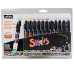 Marqueur peinture pébéo skrib acrylique brillant multi-supports pointe 0.7mm couleurs classiques set 12 unités