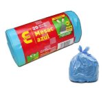 Sac poubelle domestique 55x60cm liens coulissants calibre 120 capacité 23l coloris bleu rouleau 20 unités