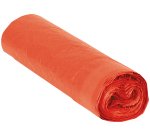 Sac poubelle domestique 52x60cm calibre 70 capacité 20l coloris rouge rouleau 20 unités