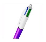 Stylo-bille bic 4 couleurs shine pointe 1mm écriture moyenne corps violet métallisé brillant
