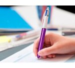 Stylo-bille bic 4 couleurs shine pointe 1mm écriture moyenne corps violet métallisé brillant