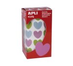 Gommette apli kids motif coeur 20x18mm multicolore rouleau 30 feuilles boîte 900 unités