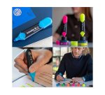 Surligneur schneider job pointe biseautee rechargeable avec maxx 660 refill station  resiste evaporation bleu