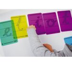 Carte lettres a tracer minuscules plastique          translucide lavable 160x90mm  26 unites + 1 feutre
