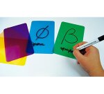 Carte lettres a tracer minuscules plastique          translucide lavable 160x90mm  26 unites + 1 feutre