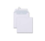 Enveloppe blanche gpv carree papier offset 120g 165x165mm bande de protection ideale invitations faire-part voeux