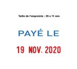 Tampon dateur trodat 4850/l2 mini avec formule paye le 25x11mm bicolore bleu/rouge