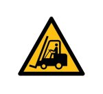Sticker sol viso attention chariots elevateurs pictogramme adhesif antiderapant cote 500mm conforme norme iso 7010