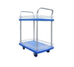 Servante viso premium 2 plateaux polypropylene 72x48cm rebords 2 roues fixes 2 pivotantes charge 150kg