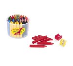 Craie cire jovi jovicolor 75mm diamètre 11mm pot 60 unités + 1 taille-crayon