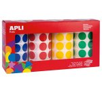 Gommette apli agipa adhésive ronde 20mm coloris assortis boîte 4 rouleaux 7080 unités