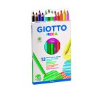 Crayon couleur giotto mega forme hexagonale mine large 5.5mm coloris assortis étui carton 12 unités
