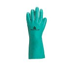 Gant nitrile deltaplus floqué coton longueur 33cm épaisseur 0.40mm coloris vert taille 9/10 paire