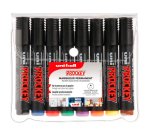 Marqueur uniball uni prockey permanent pointe biseautée tracé 2/5mm encre sans alcool corps plastique pochette 8 unités