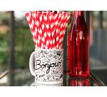 Paille en papier biodegradable coldis diametre 6mm longueur 20cm coloris     rouge/blanc boite 250 unites