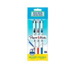 Stylo-bille paper mate 046 rt retractable pointe moyenne    0,7mm sachet 3 unites         assorties noir bleu rouge
