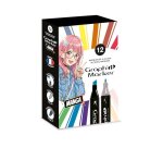 Marqueur manga colors graph'it double pointe encre  translucide set 12 unites