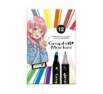 Marqueur manga colors graph'it double pointe encre  translucide set 12 unites